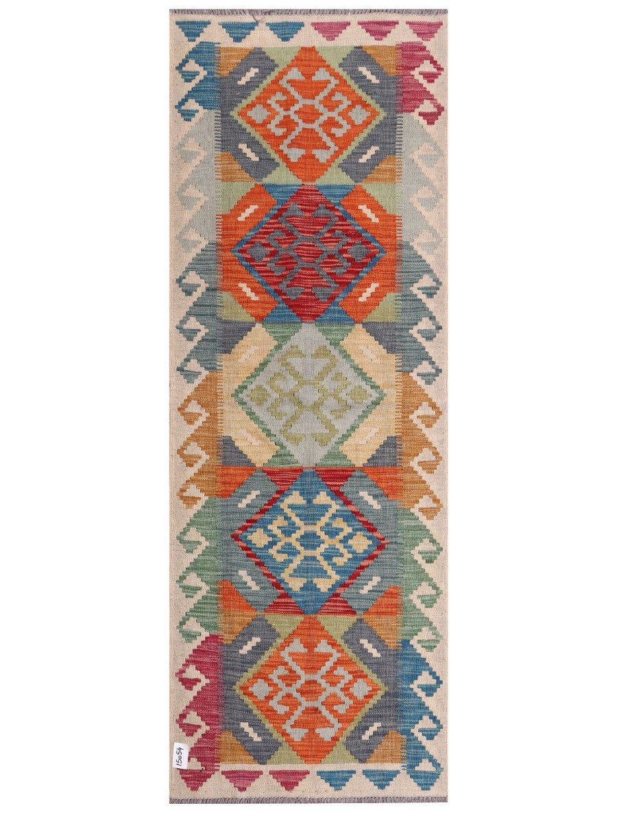 Maimana Afghanistan Kilim Rug - 200 x72 cm - Handmade