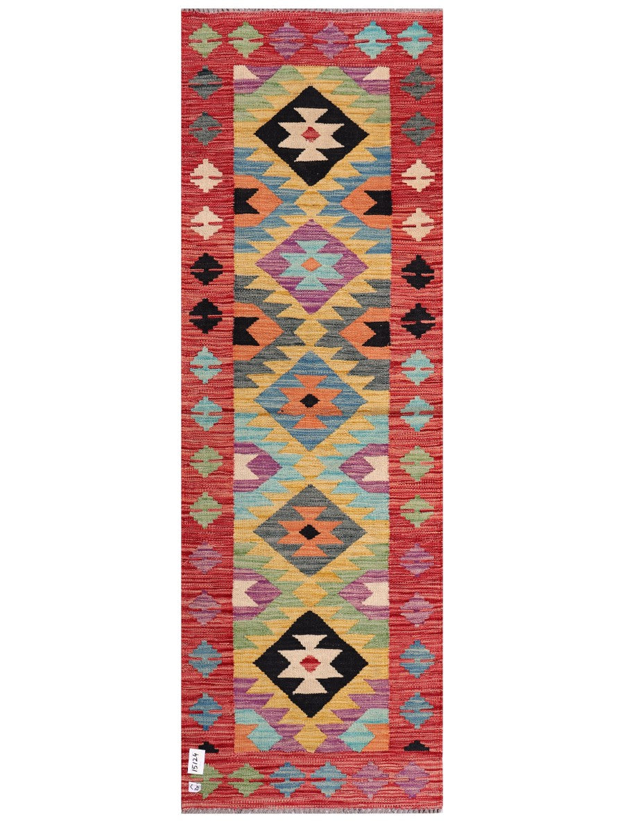 Maimana Afghanistan Kilim Rug - 201 x67 cm - Handmade