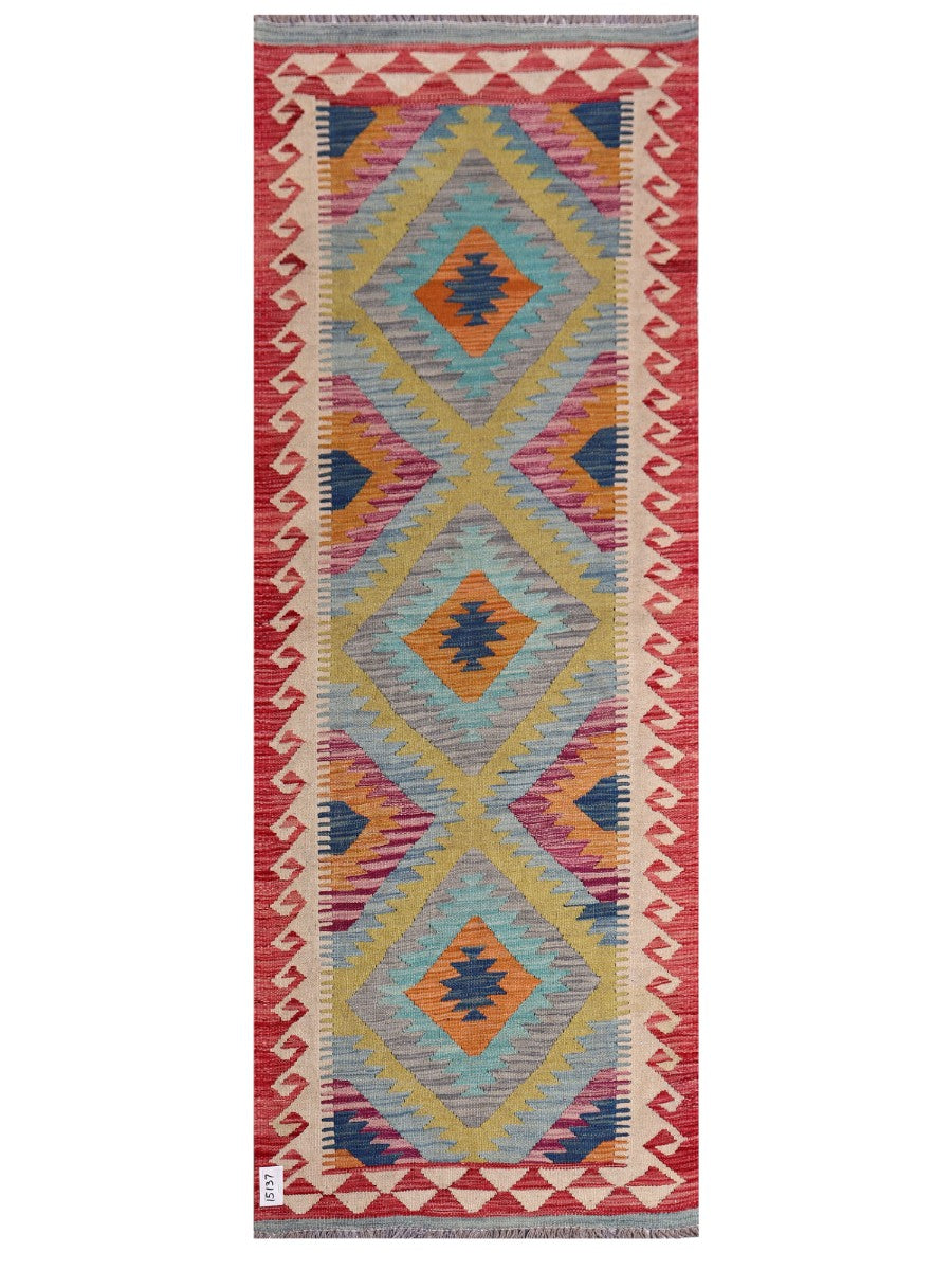 Maimana Afghanistan Kilim Rug - 198 x74 cm - Handmade