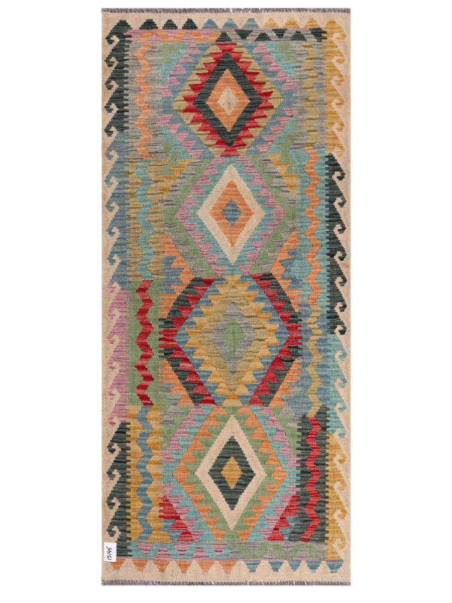 Maimana Afghanistan Kilim Rug - 199 x88 cm - Handmade