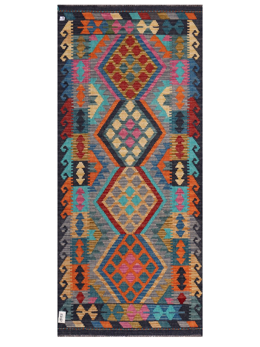 Maimana Afghanistan Kilim Rug - 196 x88 cm - Handmade