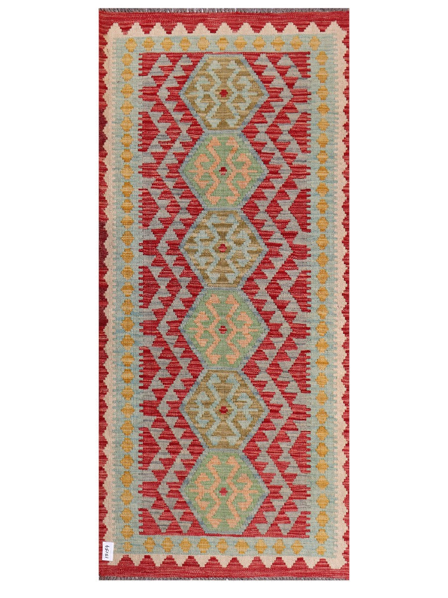 Maimana Afghanistan Kilim Rug - 197 x89 cm - Handmade