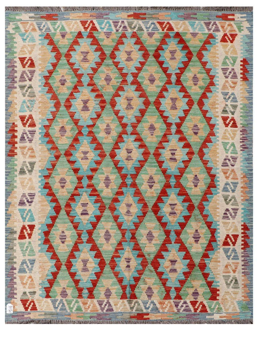 Maimana Afghanistan Kilim Rug - 189 x148 cm - Handmade