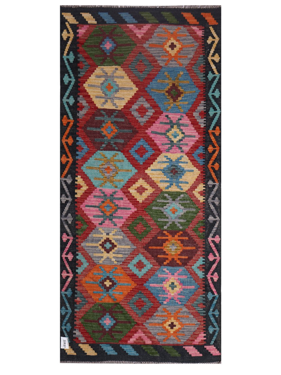 Maimana Afghanistan Kilim Rug - 206 x95 cm - Handmade