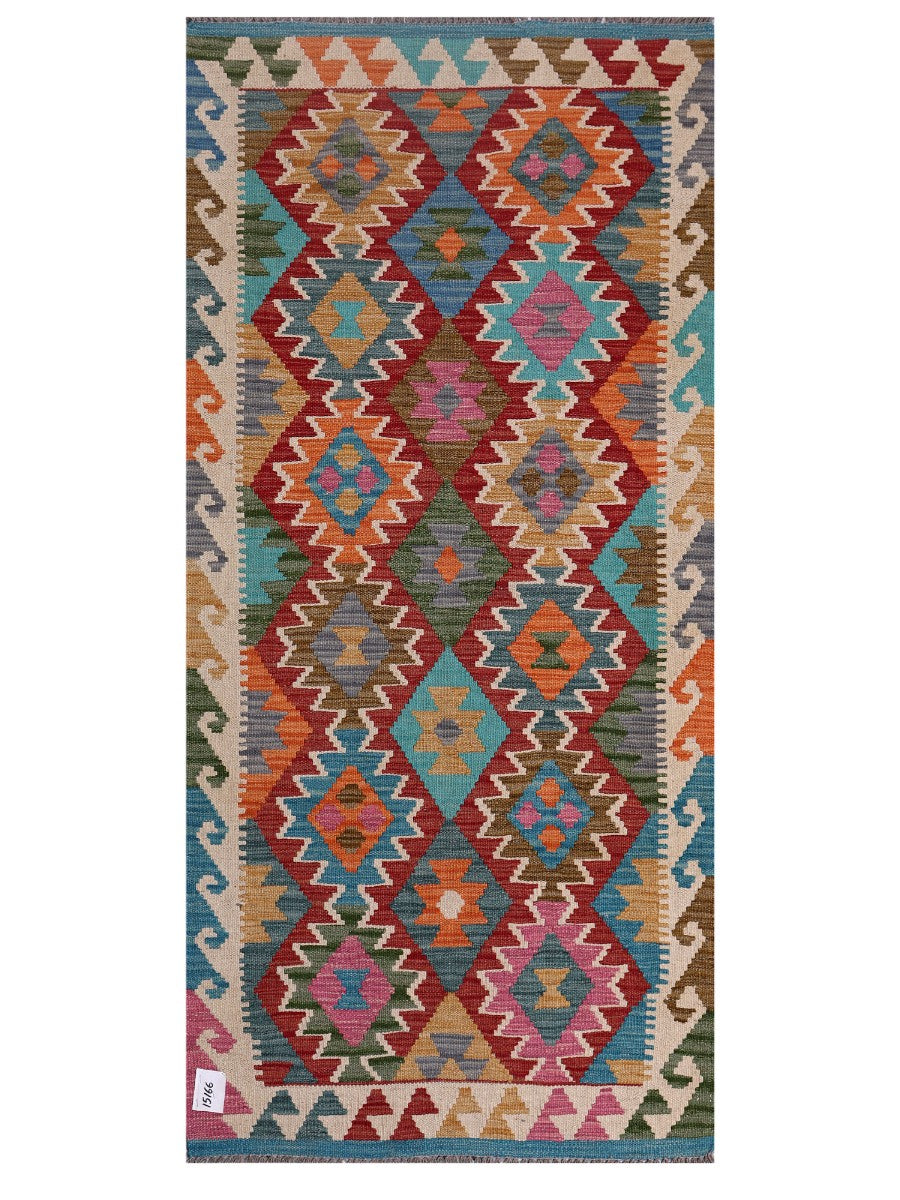 Maimana Afghanistan Kilim Rug - 189 x89 cm - Handmade