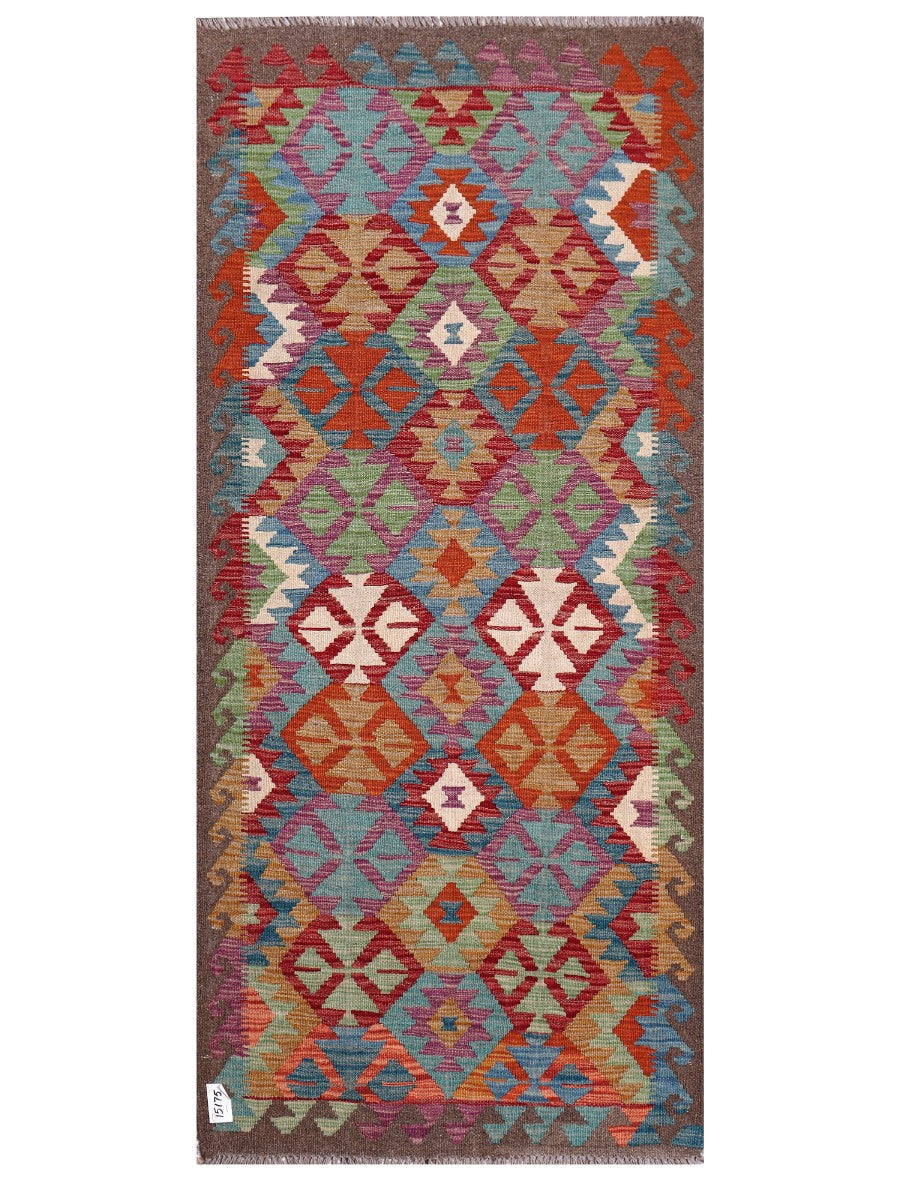 Maimana Afghanistan Kilim Rug - 194 x88 cm - Handmade