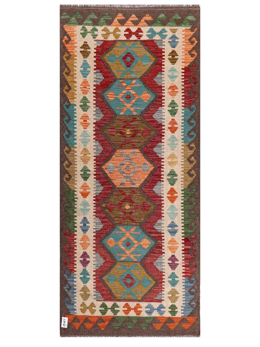 Maimana Afghanistan Kilim Rug - 191 x83 cm - Handmade
