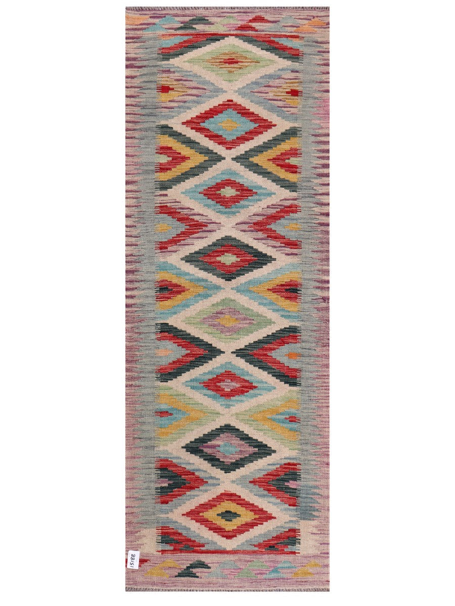 Maimana Afghanistan Kilim Rug - 204 x73 cm - Handmade
