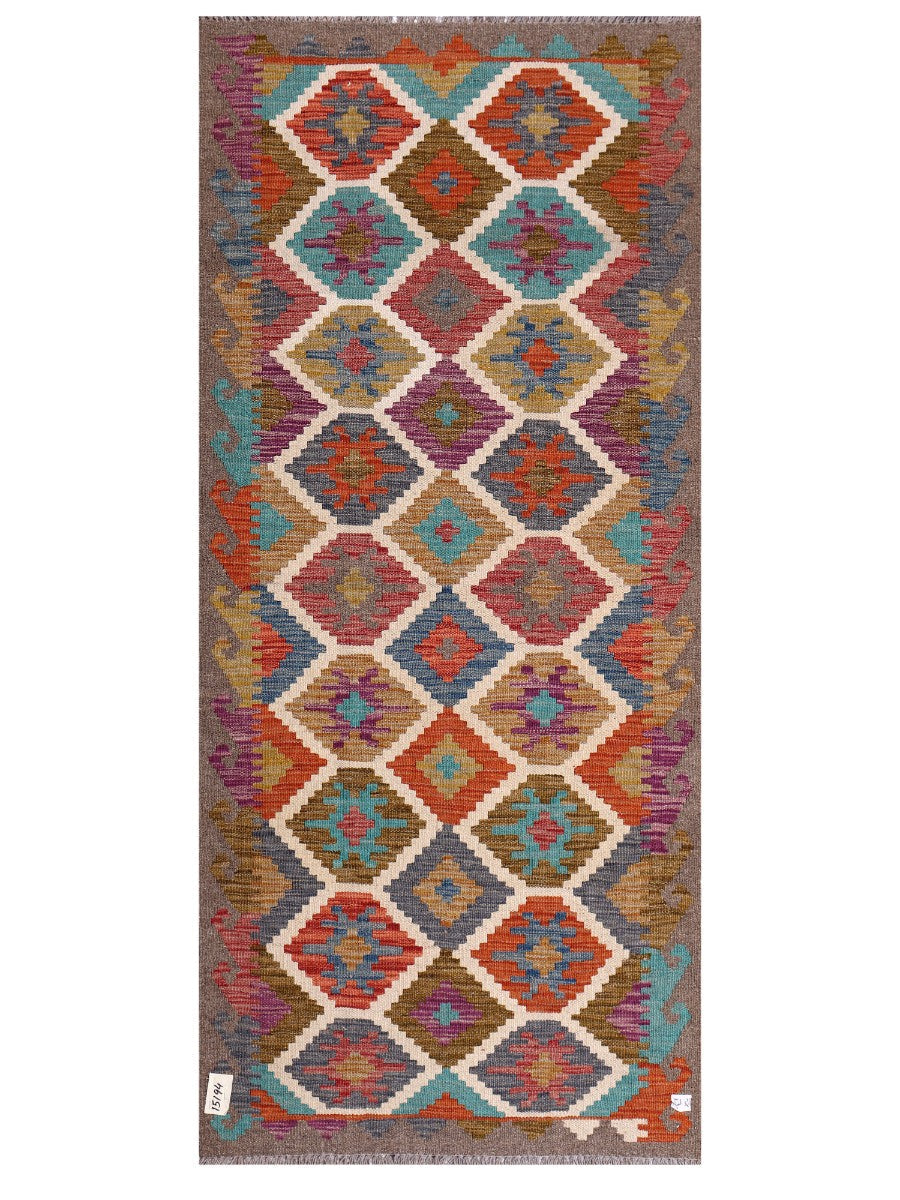 Maimana Afghanistan Kilim Rug - 196 x88 cm - Handmade