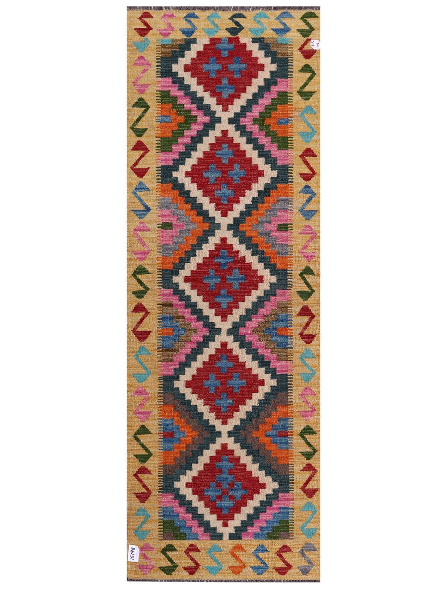 Maimana Afghanistan Kilim Rug - 209 x72 cm - Handmade
