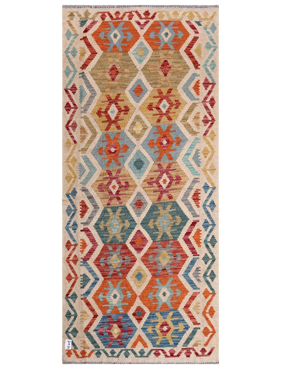 Maimana Afghanistan Kilim Rug - 208 x93 cm - Handmade