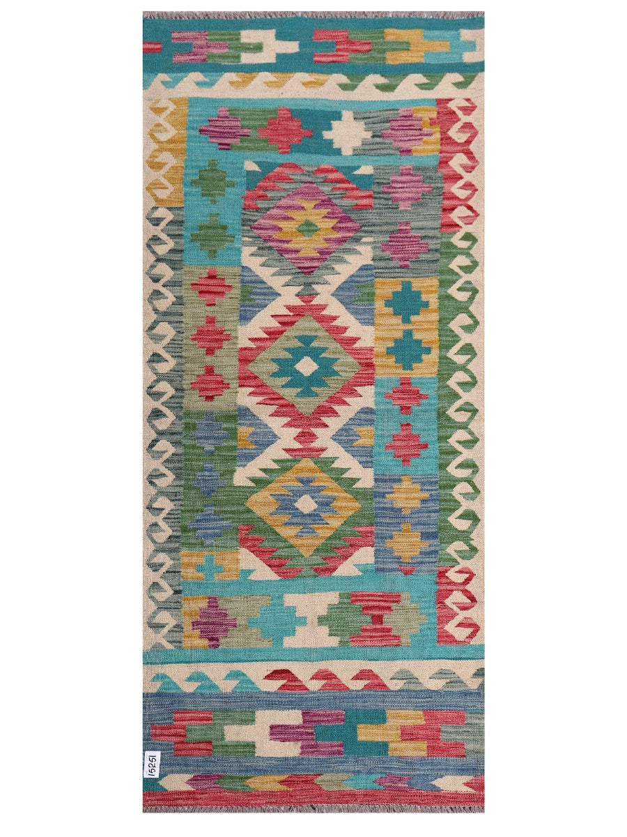 Maimana Afghanistan Kilim Rug - 201 x88 cm - Handmade