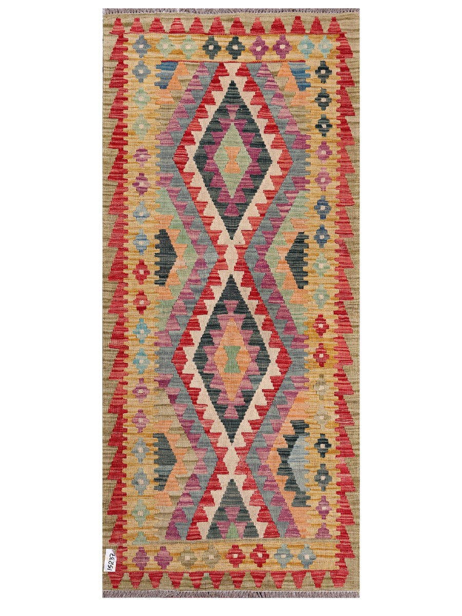 Maimana Afghanistan Kilim Rug - 192 x86 cm - Handmade