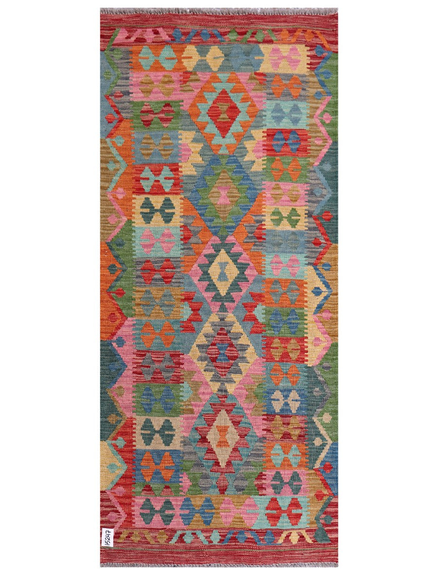 Maimana Afghanistan Kilim Rug - 197 x86 cm - Handmade