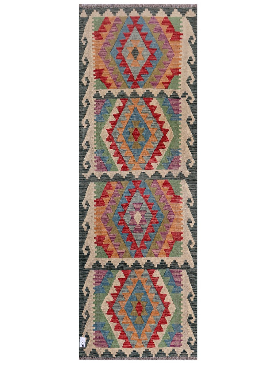 Maimana Afghanistan Kilim Rug - 241 x 82 cm - Handmade