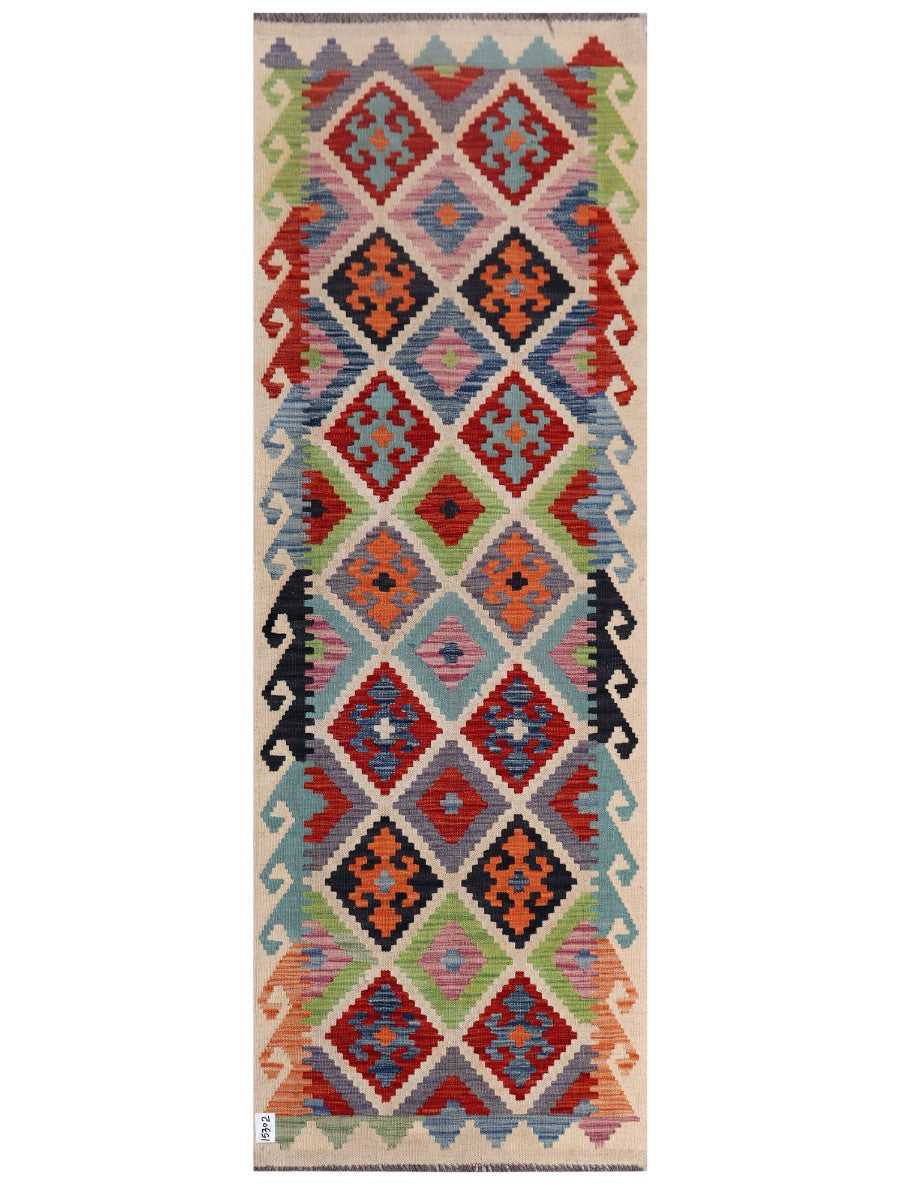 Maimana Afghanistan Kilim Rug - 242 x 84 cm - Handmade