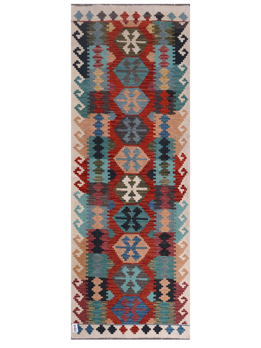 Maimana Afghanistan Kilim Rug - 243 x 88 cm - Handmade