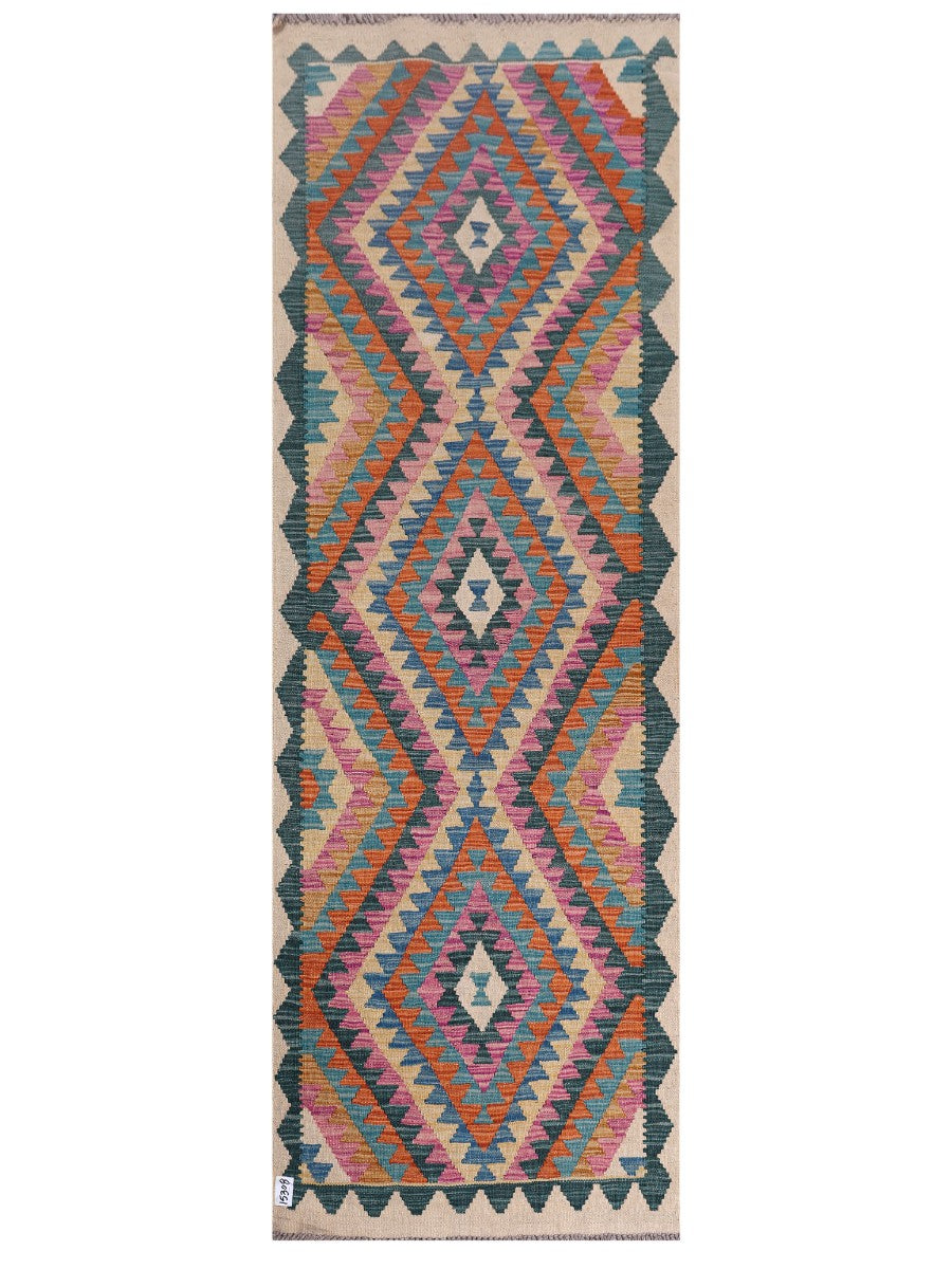 Maimana Afghanistan Kilim Rug - 254 x86 cm - Handmade