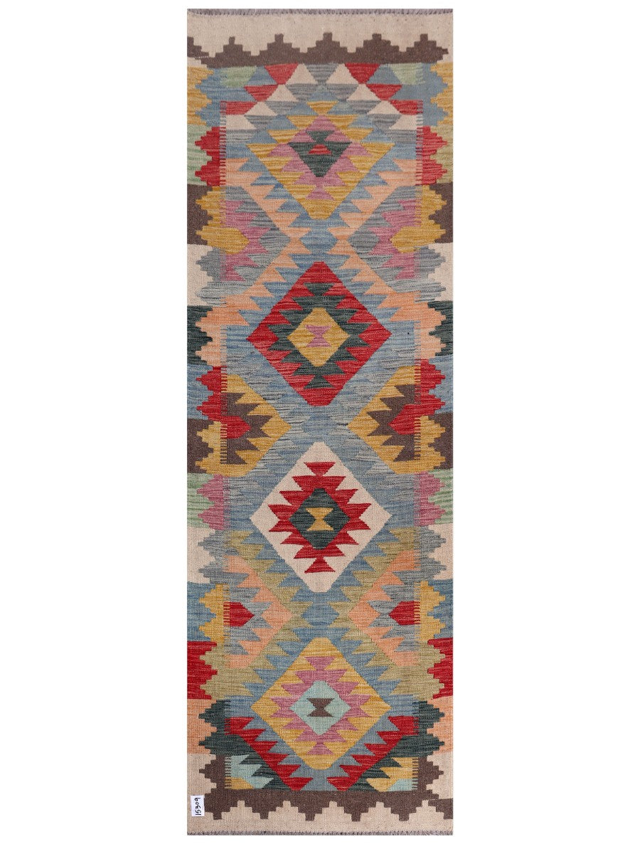 Maimana Afghanistan Kilim Rug - 246 x 81 cm - Handmade