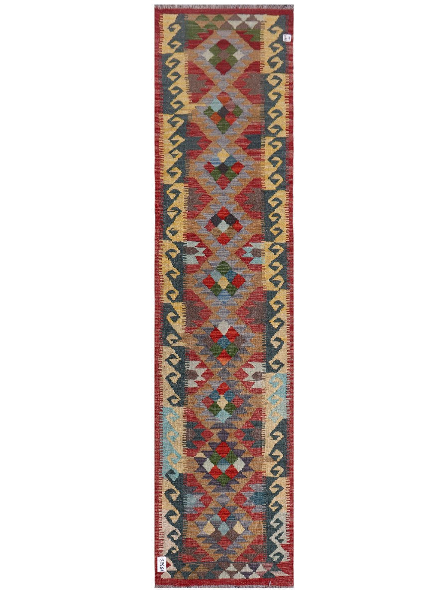 Maimana Afghanistan Kilim Rug - 258 x 63 cm - Handmade