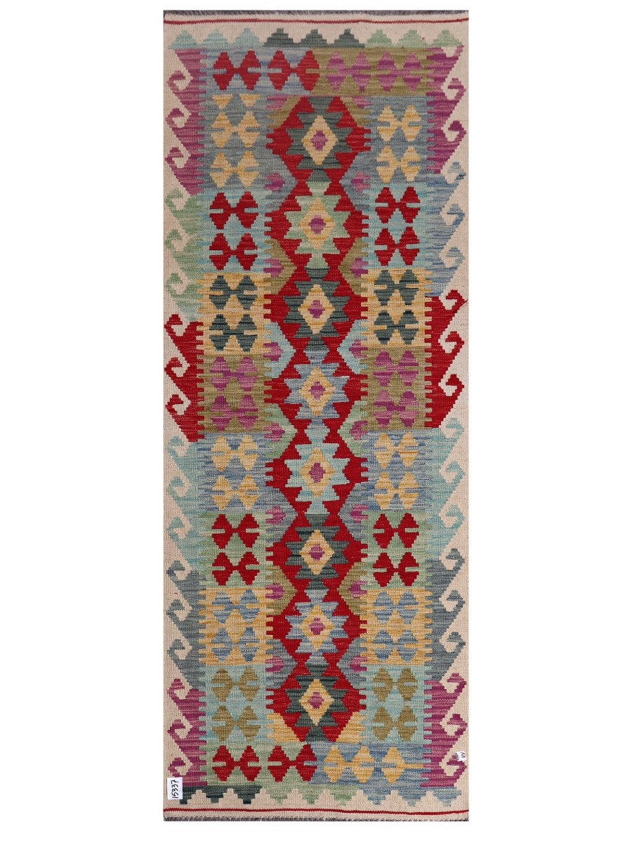 Maimana Afghanistan Kilim Rug - 239 x92 cm - Handmade