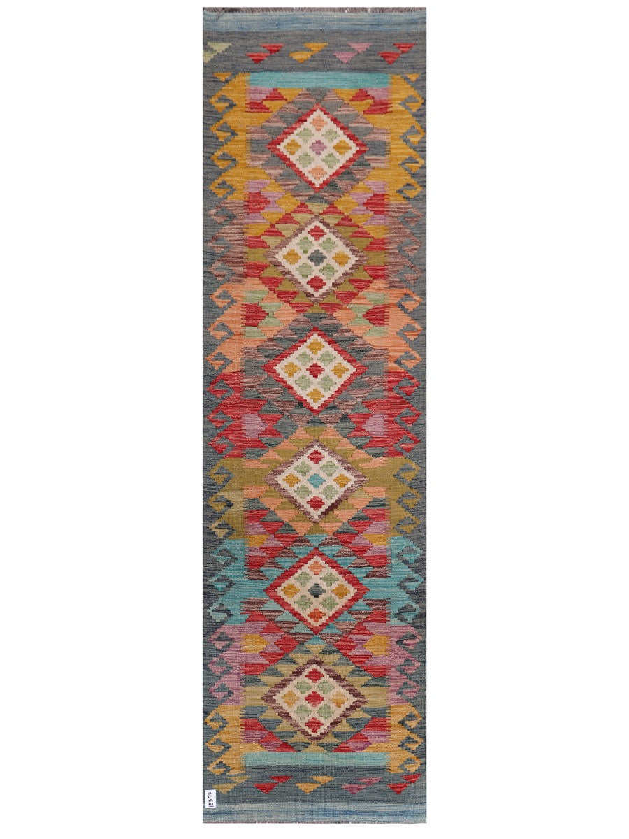 Maimana Afghanistan Kilim Runner - 301 x 84 cm - Handmade