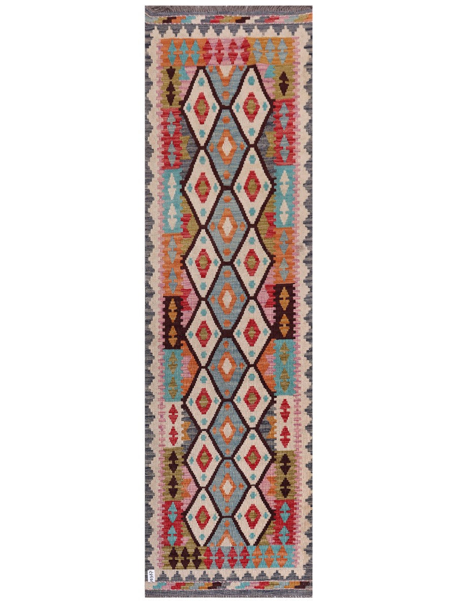 Maimana Afghanistan Kilim Runner - 302 x 87 cm - Handmade
