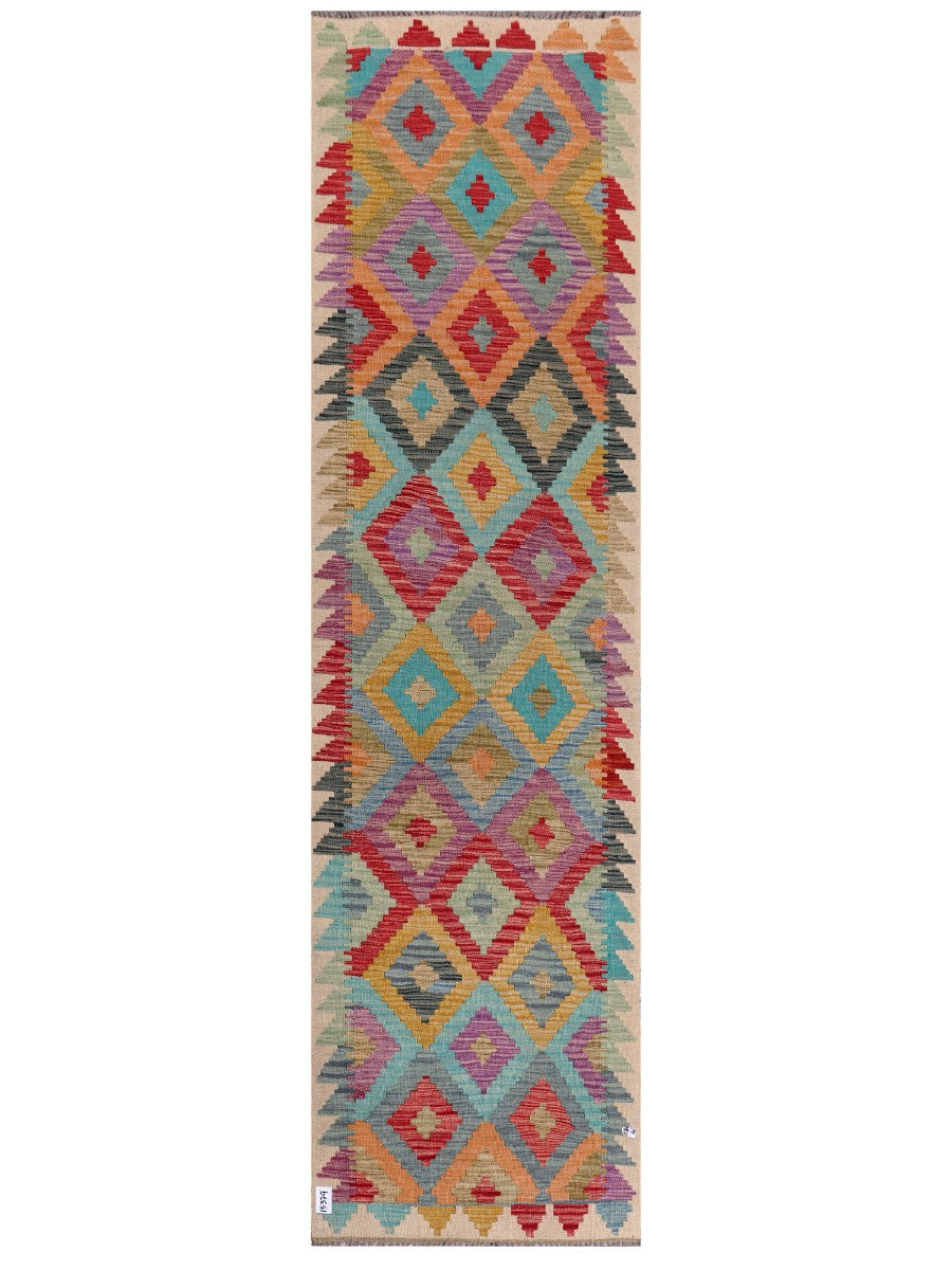Maimana Afghanistan Kilim Runner - 294 x 80 cm - Handmade