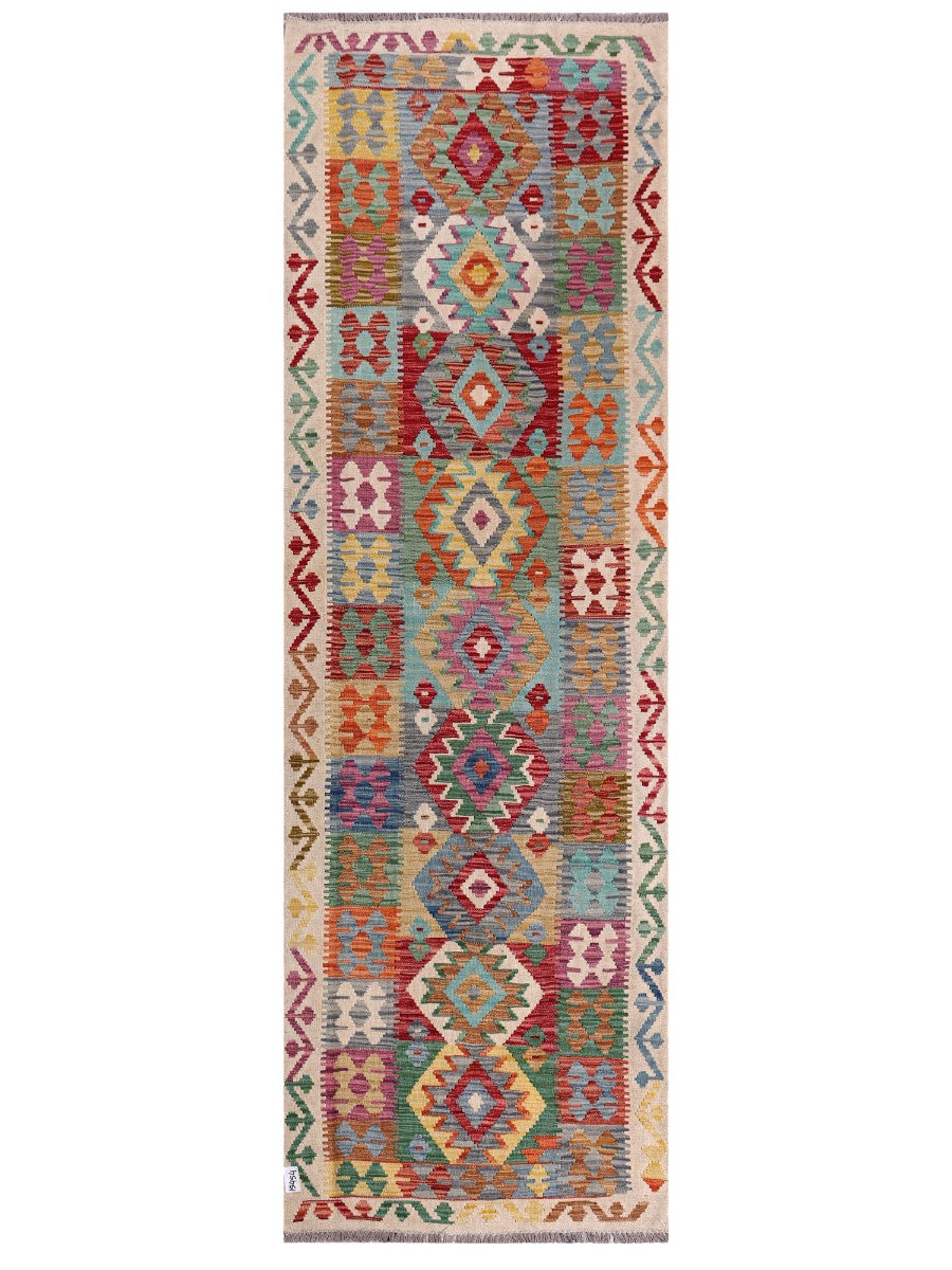 Maimana Afghanistan Kilim Runner - 295 x 94 cm - Handmade