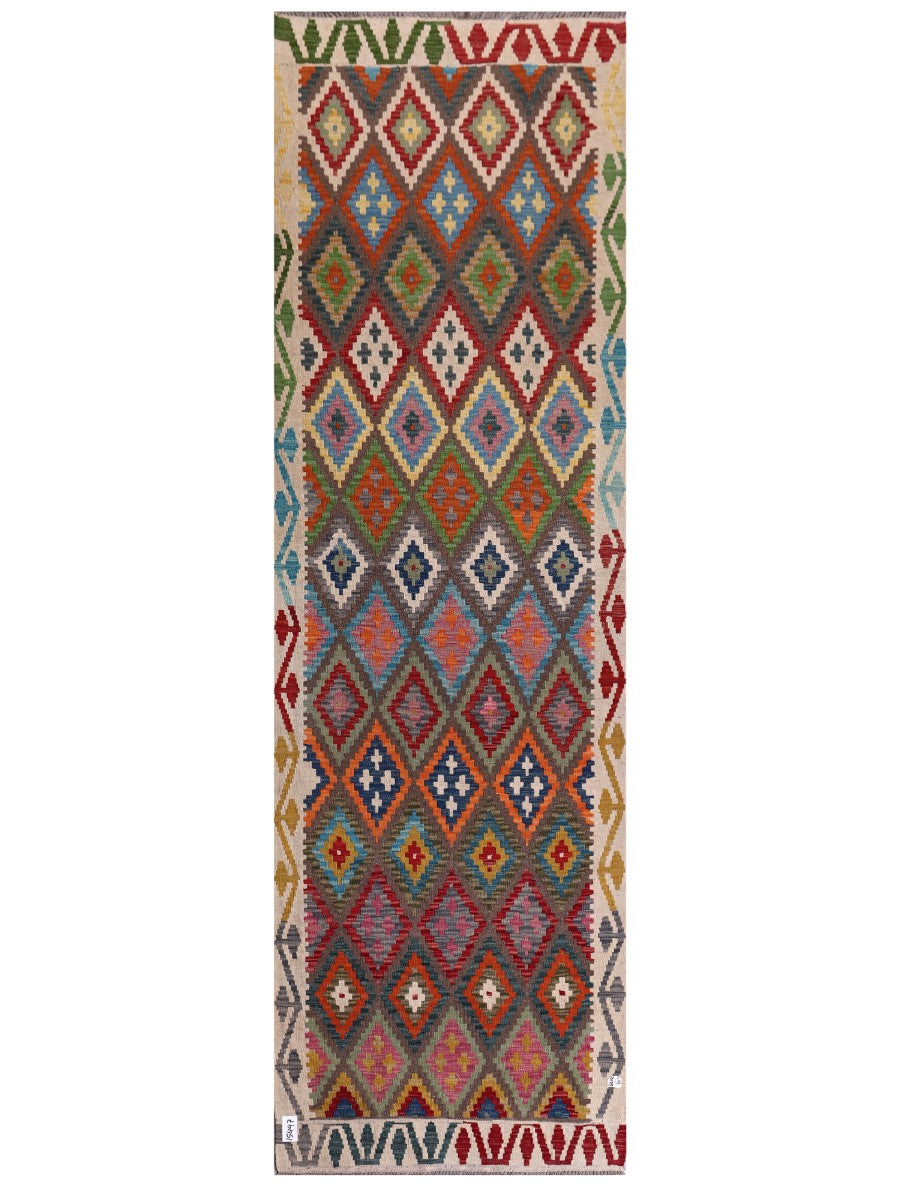 Maimana Afghanistan Kilim Runner - 302 x 93 cm - Handmade
