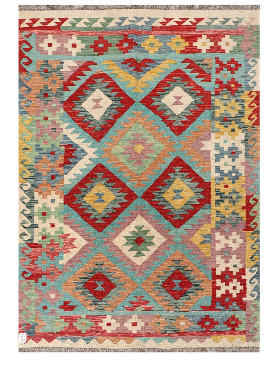 Maimana Afghanistan Kilim Rug - 206 x143 cm - Handmade