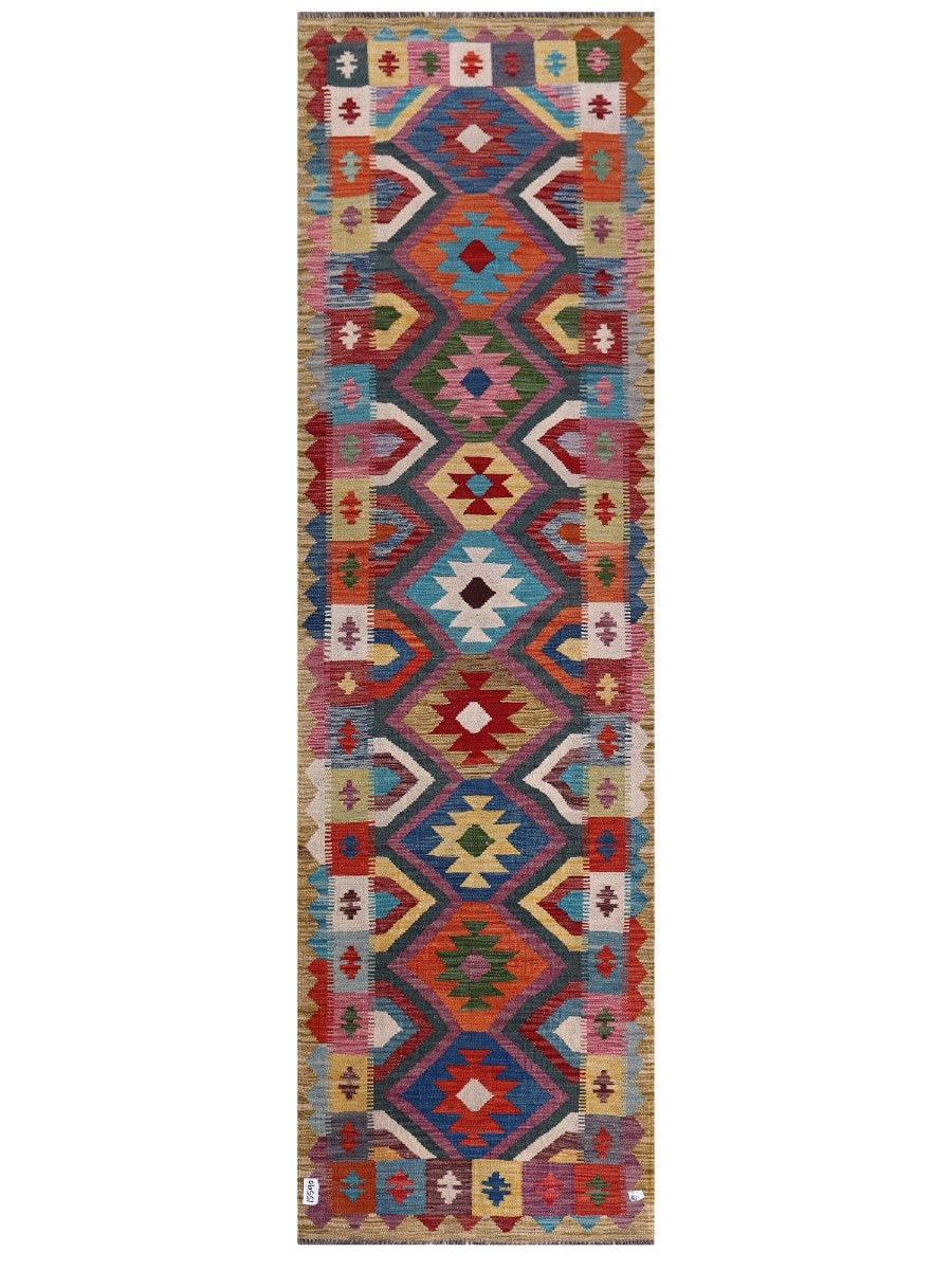 Maimana Afghanistan Kilim Runner - 298 x 88 cm - Handmade