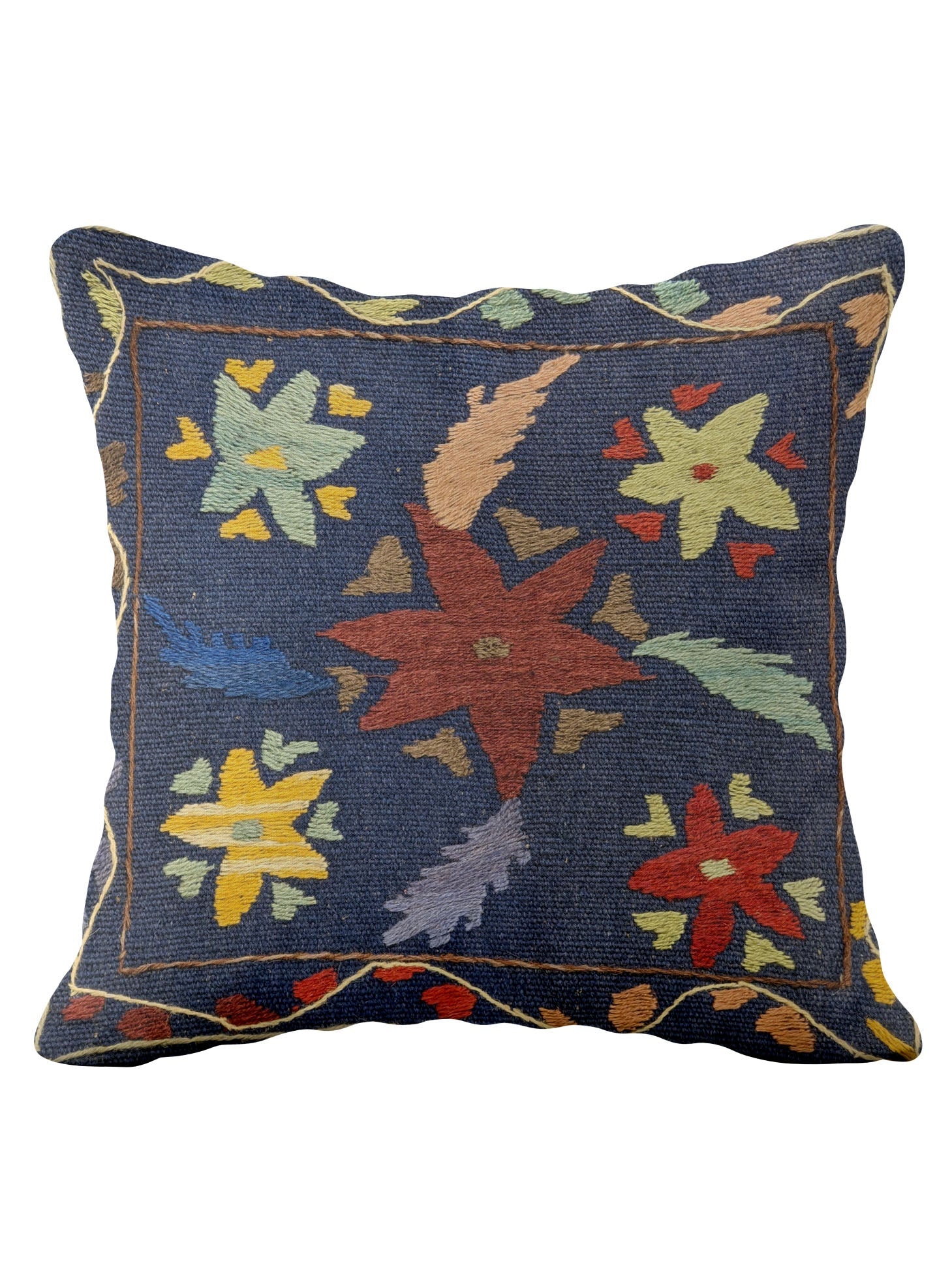 Suzani Hand Embroidered Cushion Cover - 45 x 45 cm - Handmade
