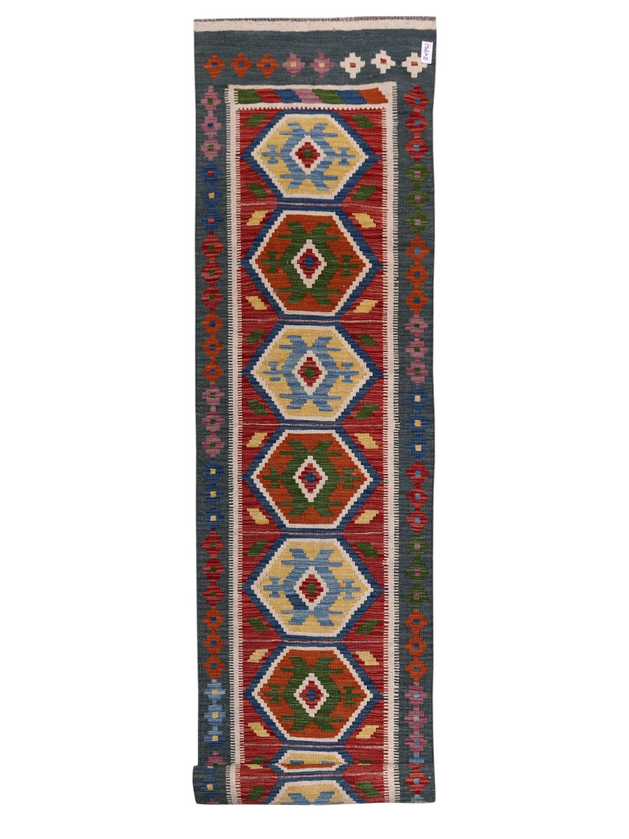 Maimana Afghanistan Kilim Runner - 393 x 82 cm - Handmade