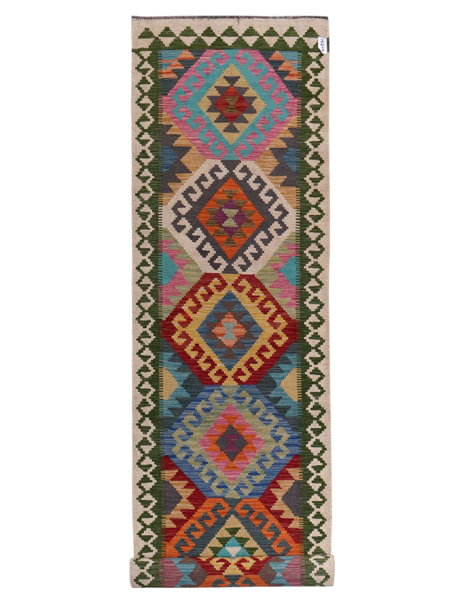 Maimana Afghanistan Kilim Runner - 382 x 83 cm - Handmade