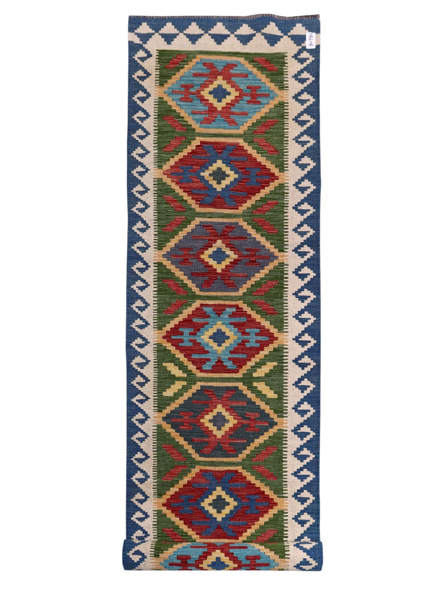 Maimana Afghanistan Kilim Runner - 394 x 83 cm - Handmade