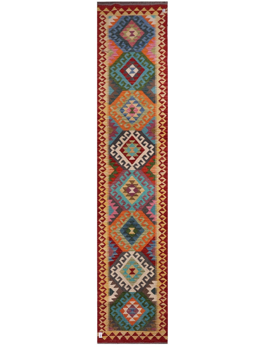 Maimana Afghanistan Kilim Runner - 401 x 84 cm - Handmade