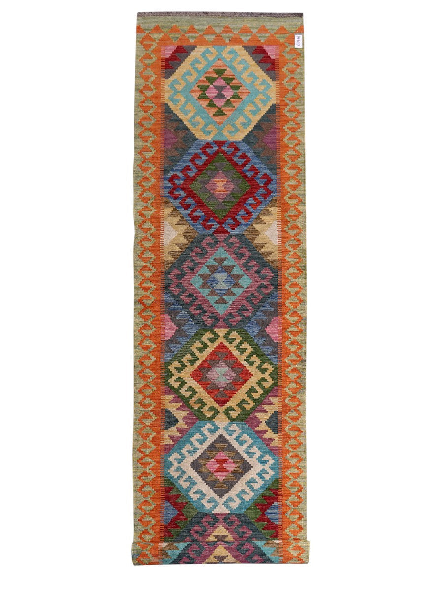 Maimana Afghanistan Kilim Runner - 389 x 87 cm - Handmade