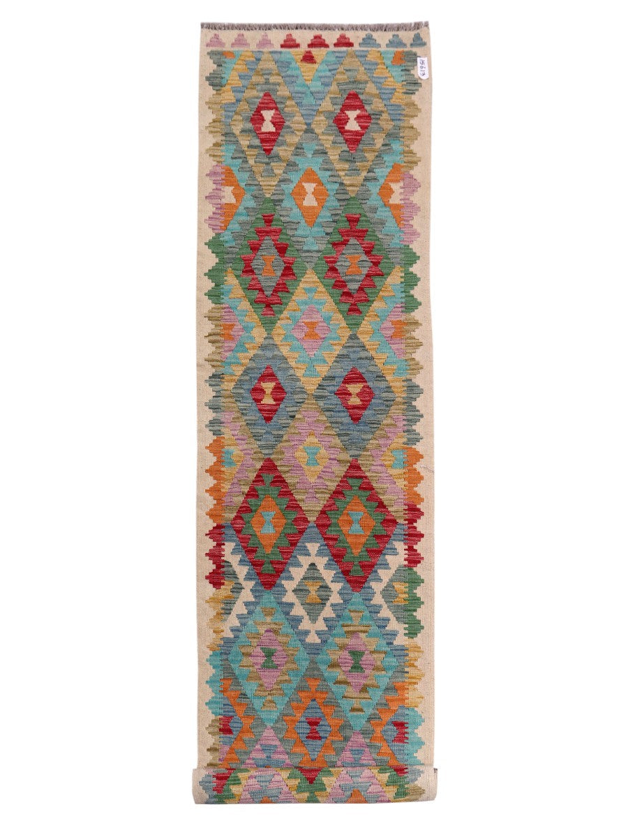 Maimana Afghanistan Kilim Runner - 393 x 83 cm - Handmade