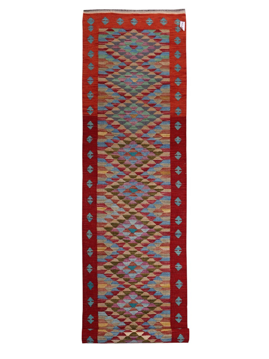 Maimana Afghanistan Kilim Runner - 395 x 83 cm - Handmade