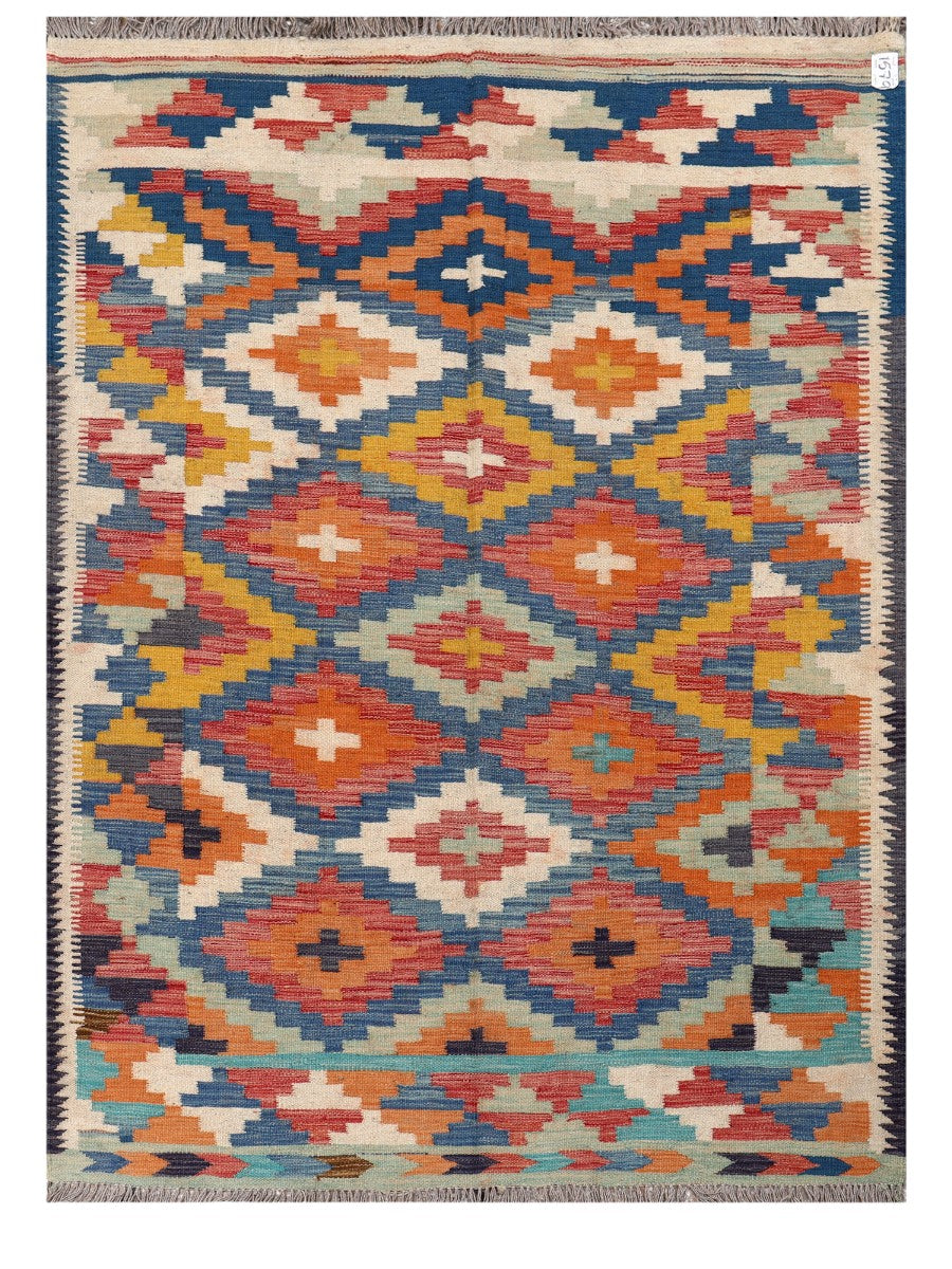 Maimana Afghanistan Kilim Rug - 199 x145 cm - Handmade