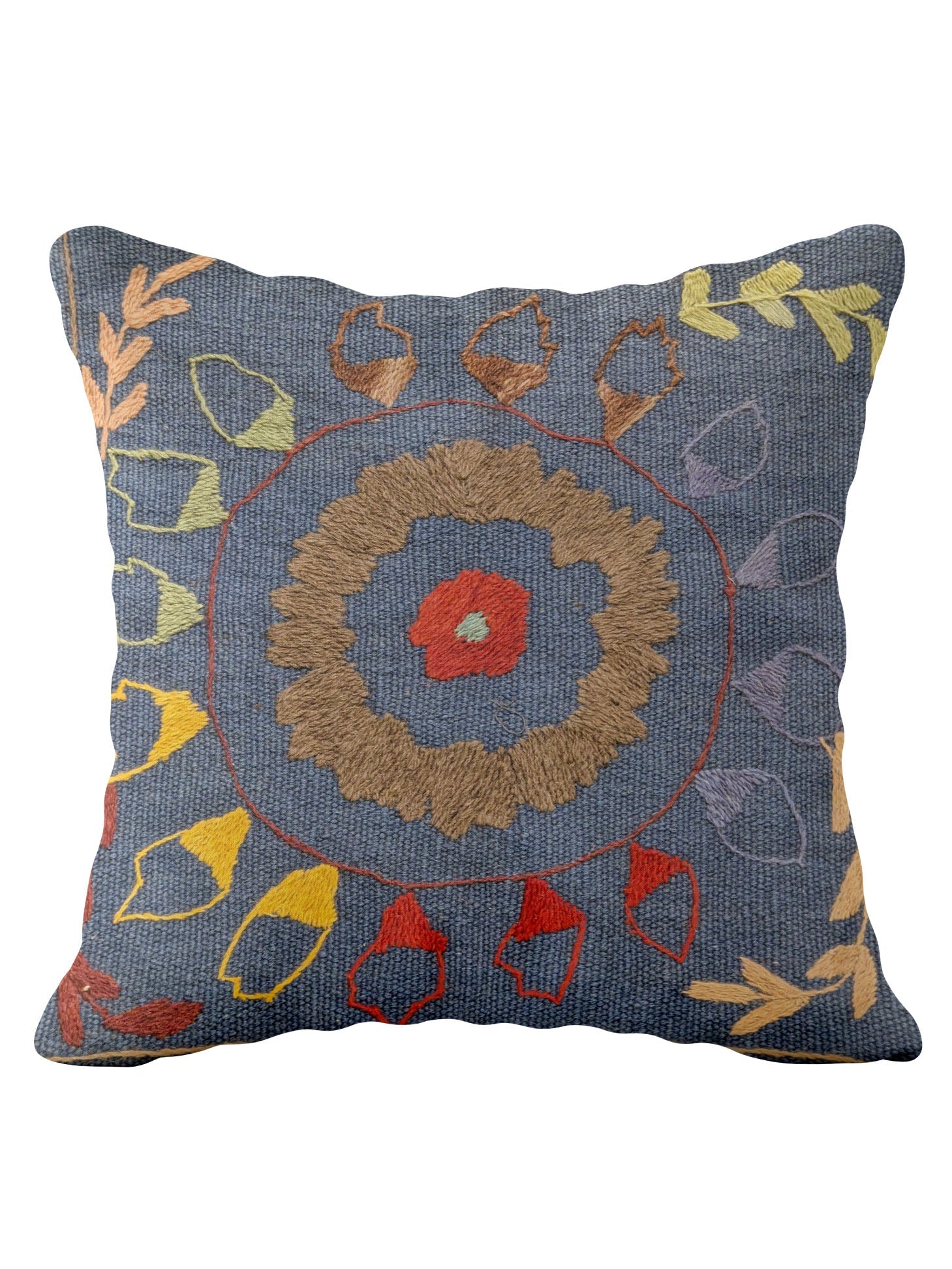 Suzani Hand Embroidered Cushion Cover - 45 x 45 cm - Handmade