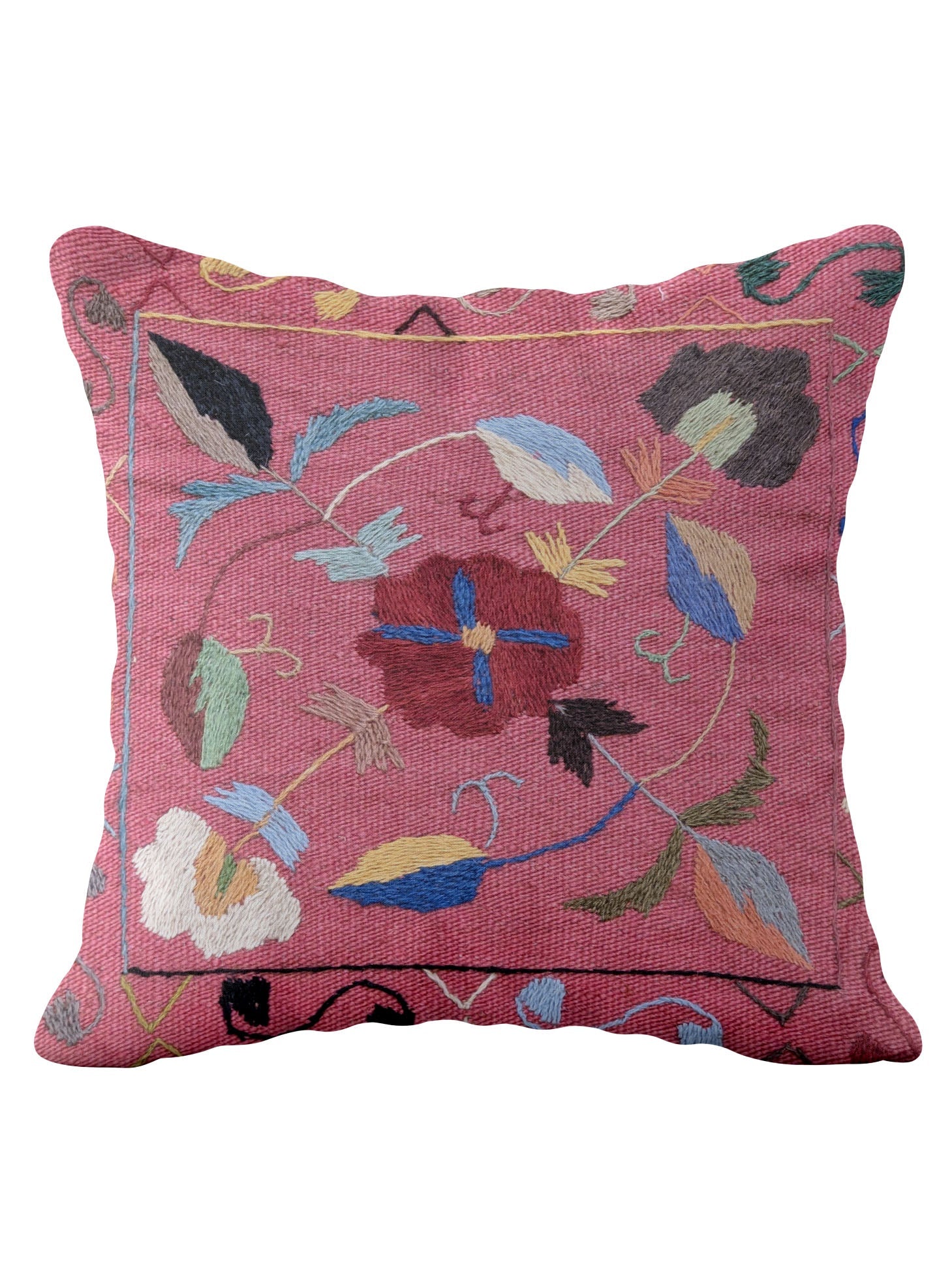 Suzani Hand Embroidered Cushion Cover - 45 x 45 cm - Handmade