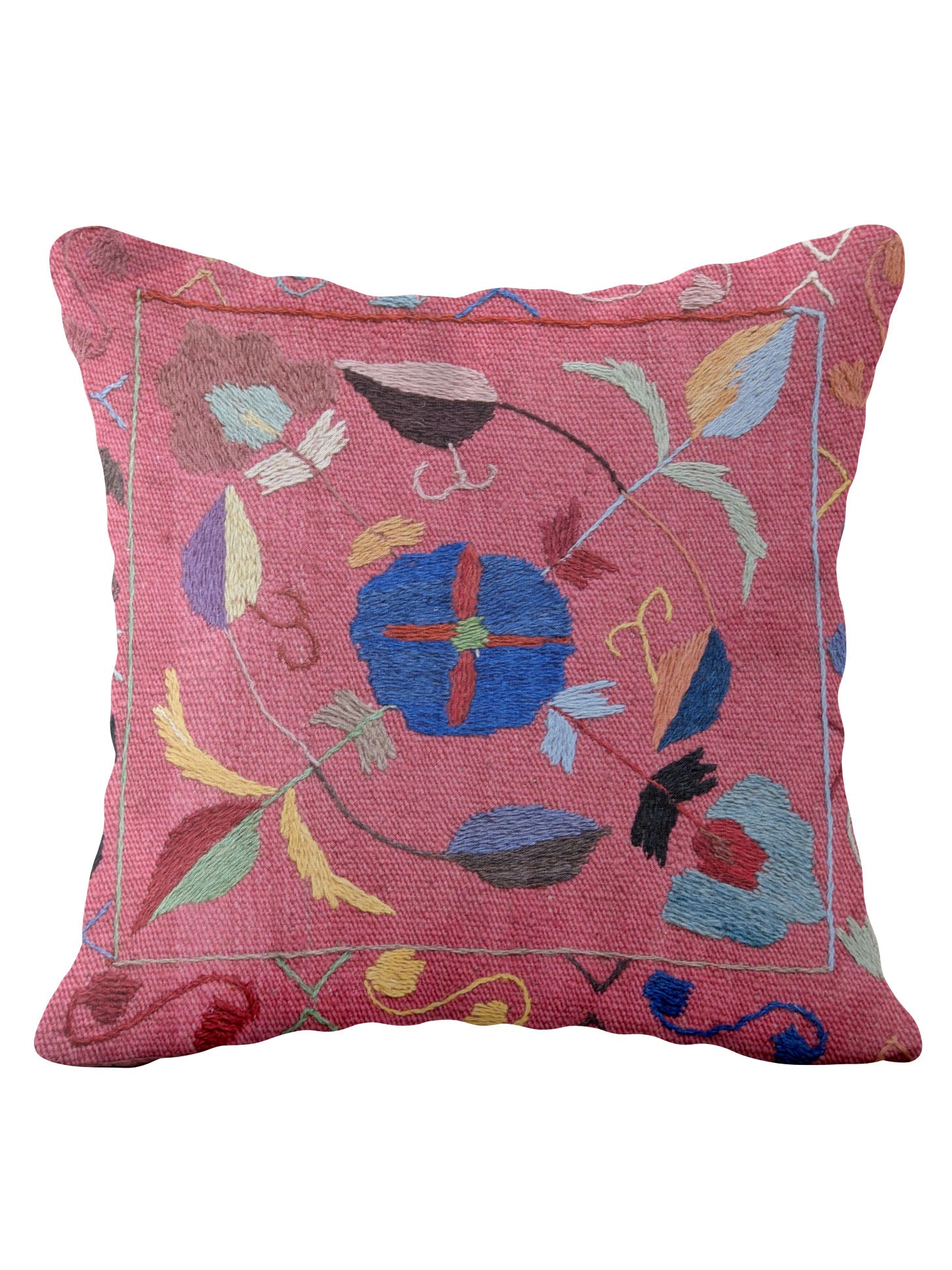 Suzani Hand Embroidered Cushion Cover - 45 x 45 cm - Handmade