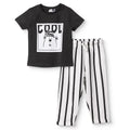 HelloBaby Boys T-Shirt & Trousers Set Bear Print Cool Boy Crew Neck Full Length Short Sleeve - Anthracite