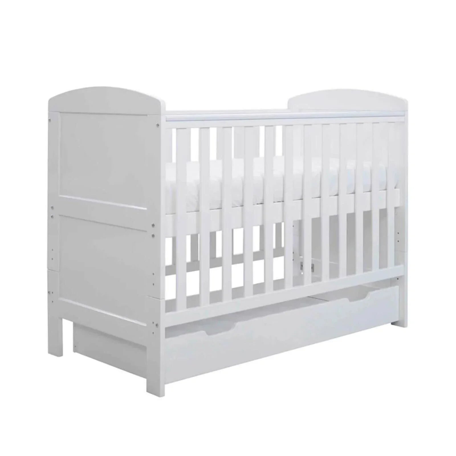 Ickle Bubba Coleby Mini Cot Bed & Under Drawer White - Fibre Mattress