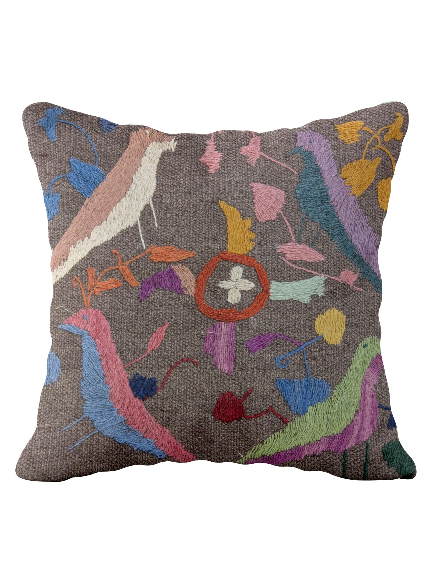 Suzani Hand Embroidered Cushion Cover - 45 x 45 cm - Handmade