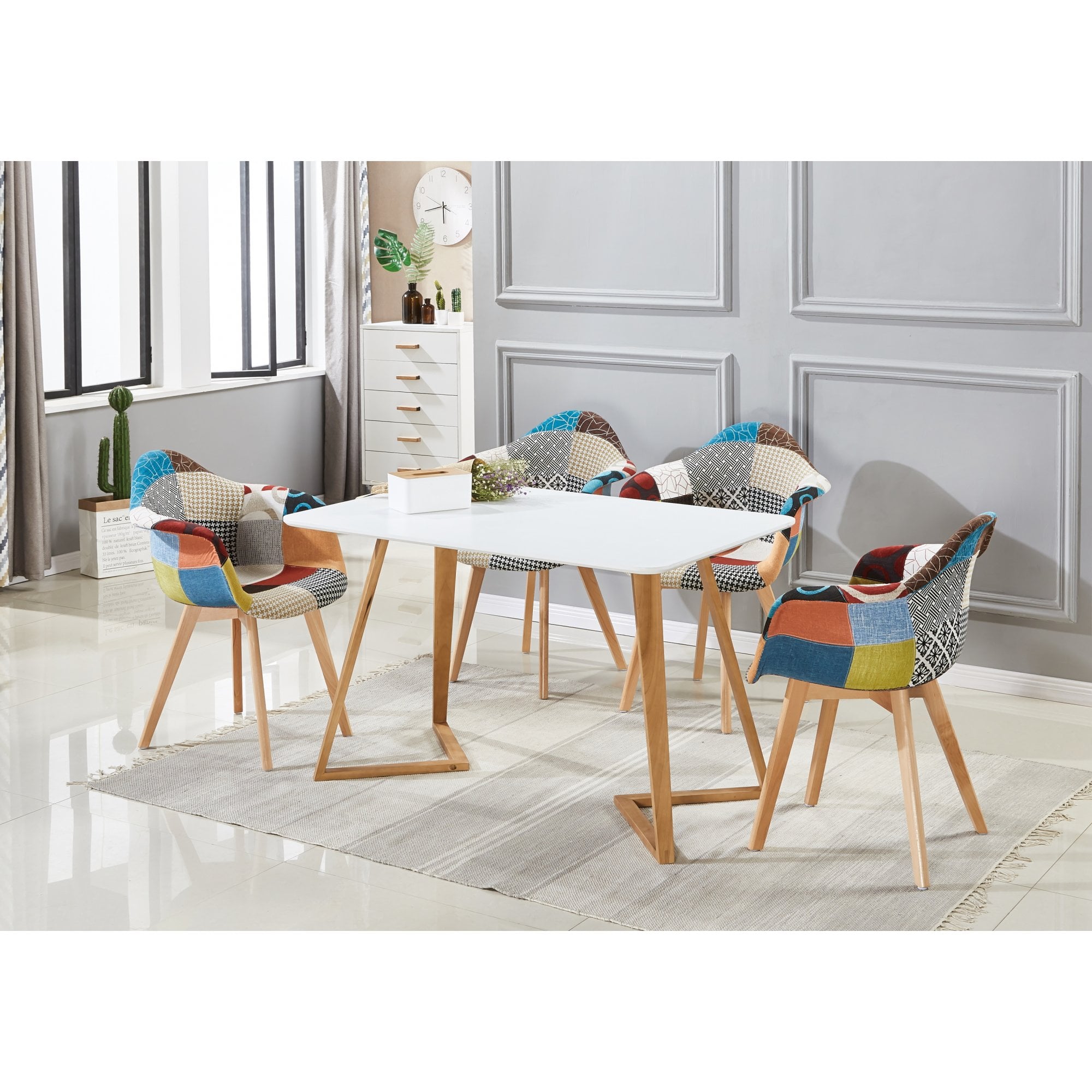 Dallas Scandinavian-inspired Dining Table -Easy Clean Wooden Table Top with Wooden Legs