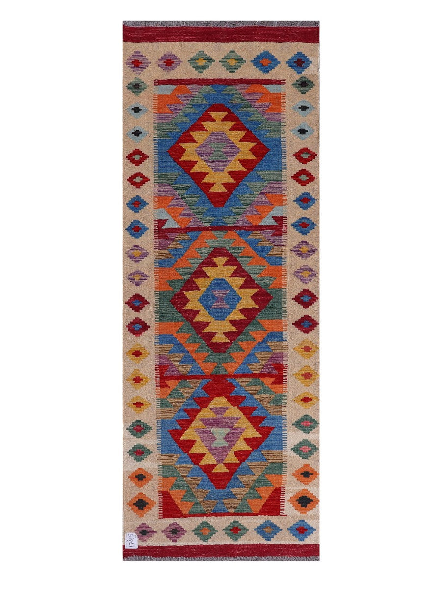 Maimana Afghanistan Kilim Rug - 200 x73 cm - Handmade