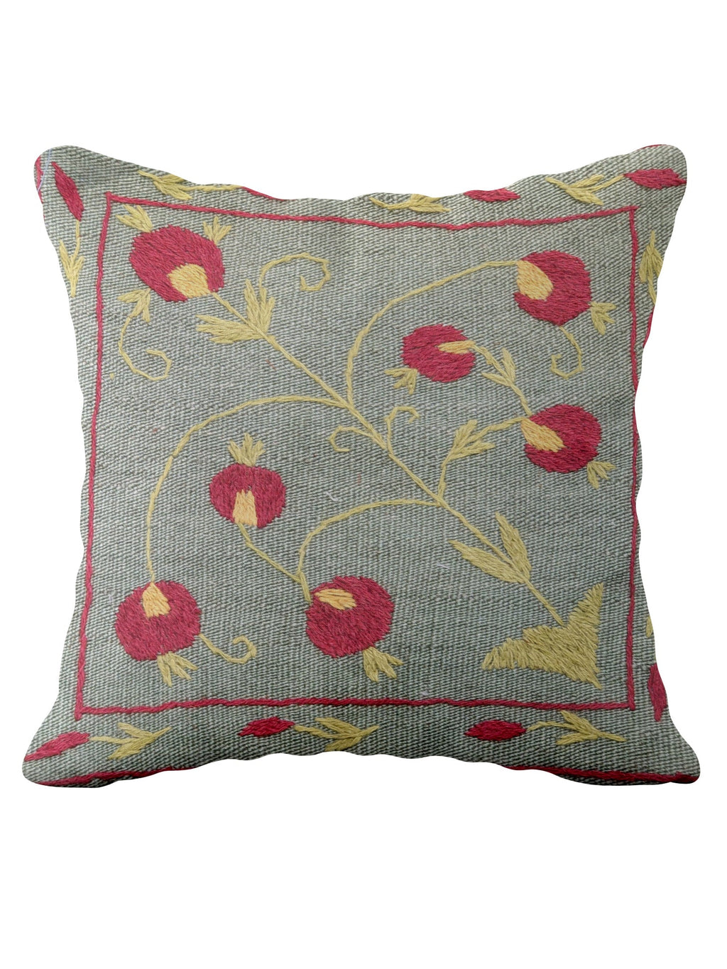Suzani Hand Embroidered Cushion Cover - 45 x 45 cm - Handmade